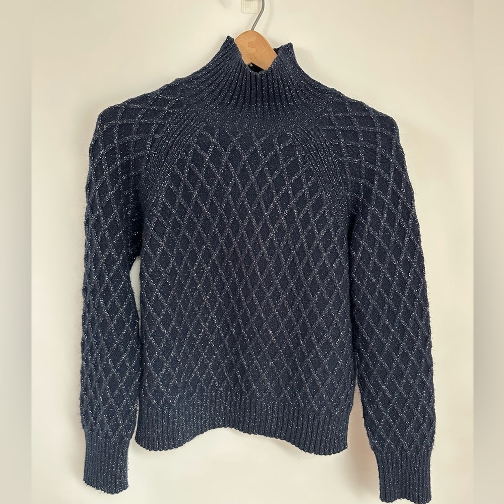 Massimo Dutti Mock neck sweater S navy silver